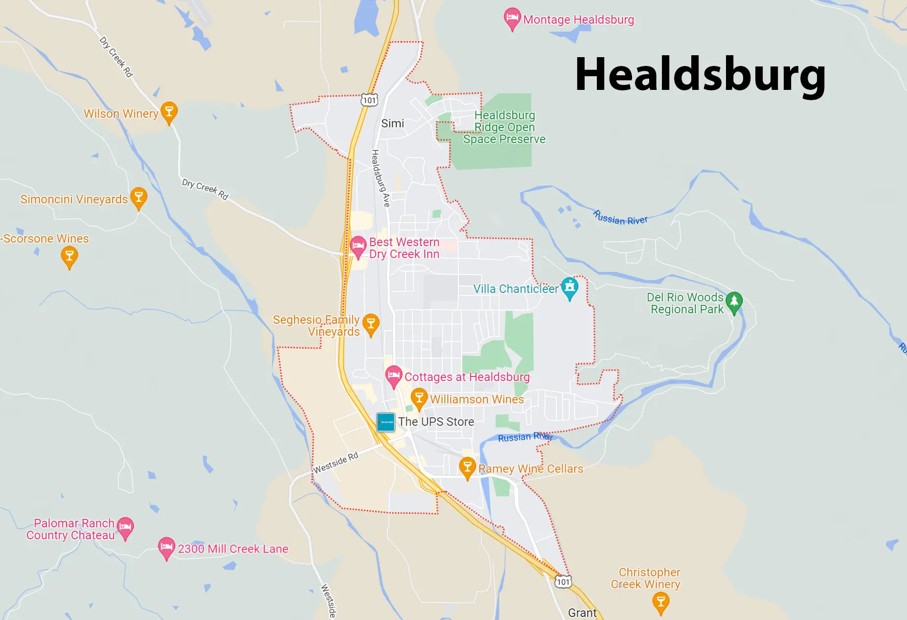 healdsburg ca map sonoma county