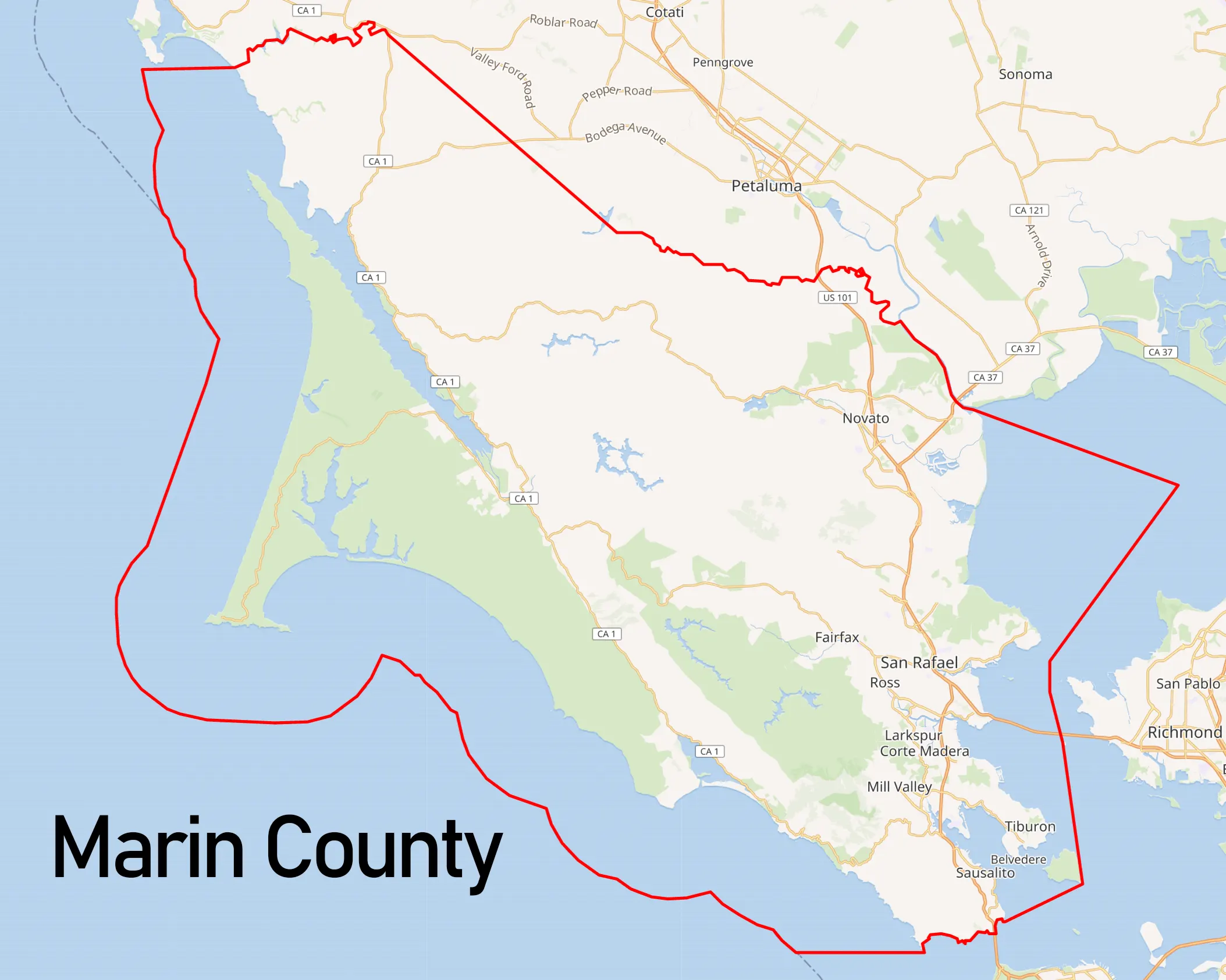 marin county map marin county